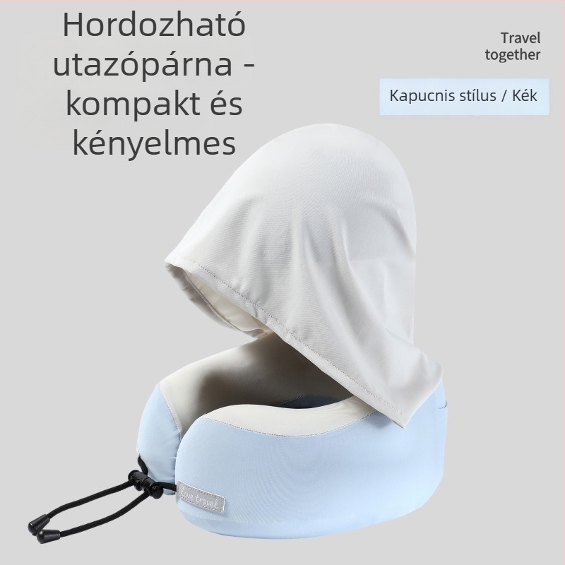 Yinwei kapucnival ellátott memóriahabos U-alakú nyakpárna utazáshoz, Ice Silk nylon anyaggal, modern minimál stílus