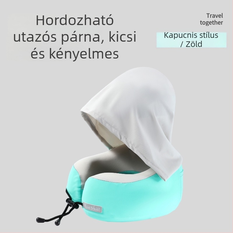 Yinwei kapucnival ellátott memóriahabos U-alakú nyakpárna utazáshoz, Ice Silk nylon anyaggal, modern minimál stílus