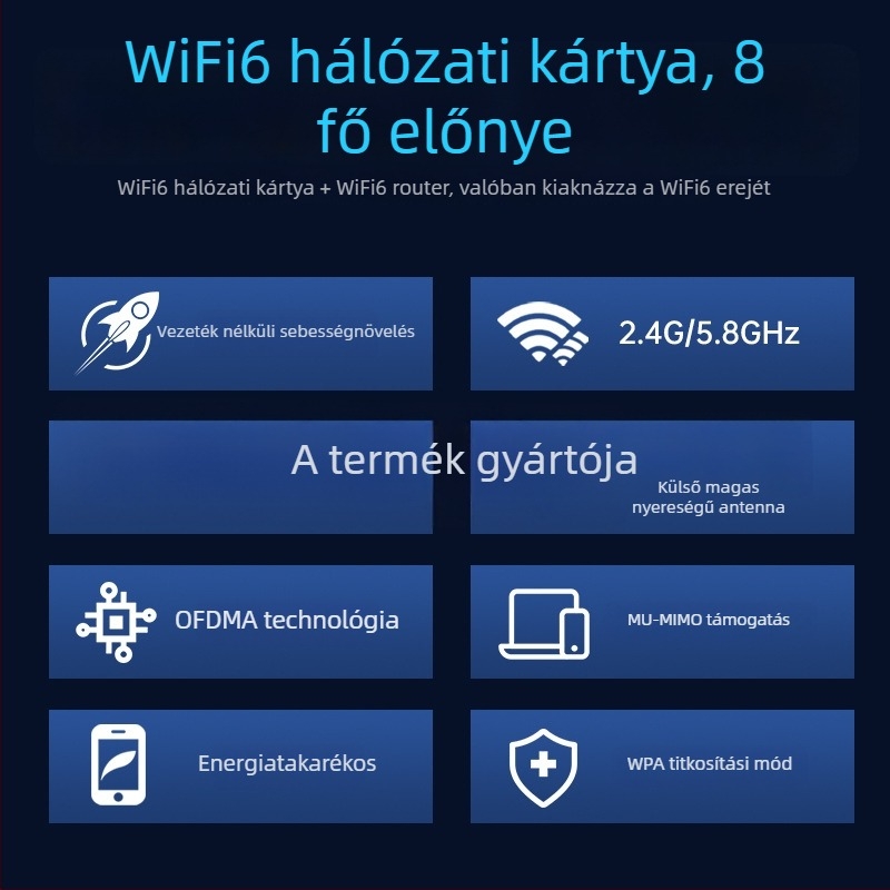 PCIe WiFi 6 hálózati kártya PCE-AX900 Bluetooth 5.4-tel, két sávú 2,4/5 GHz, 900 Mbps