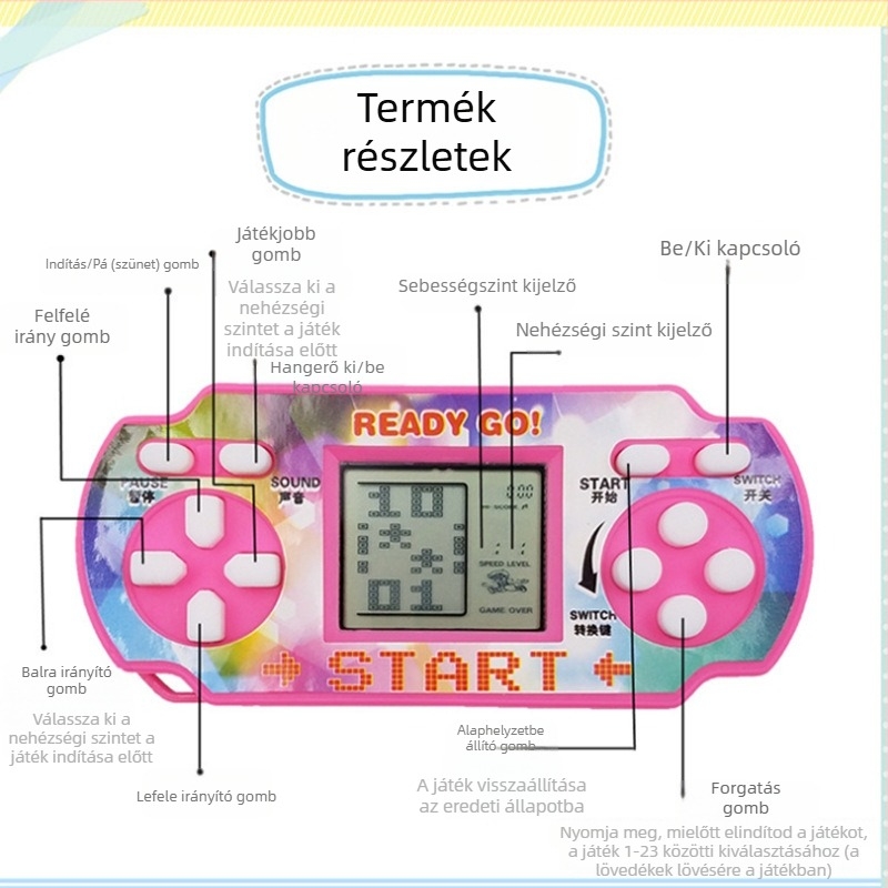 Hongxiang puzzle játékkonzol – nosztalgikus stílus, egyjátékos, dobozban csomagolva