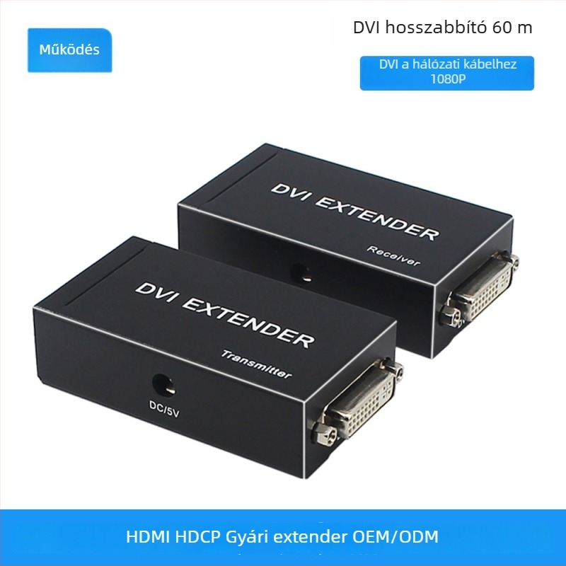 DVI átviteli extender CAT5e/6-hoz RJ45-tal, 60 m, 1080P