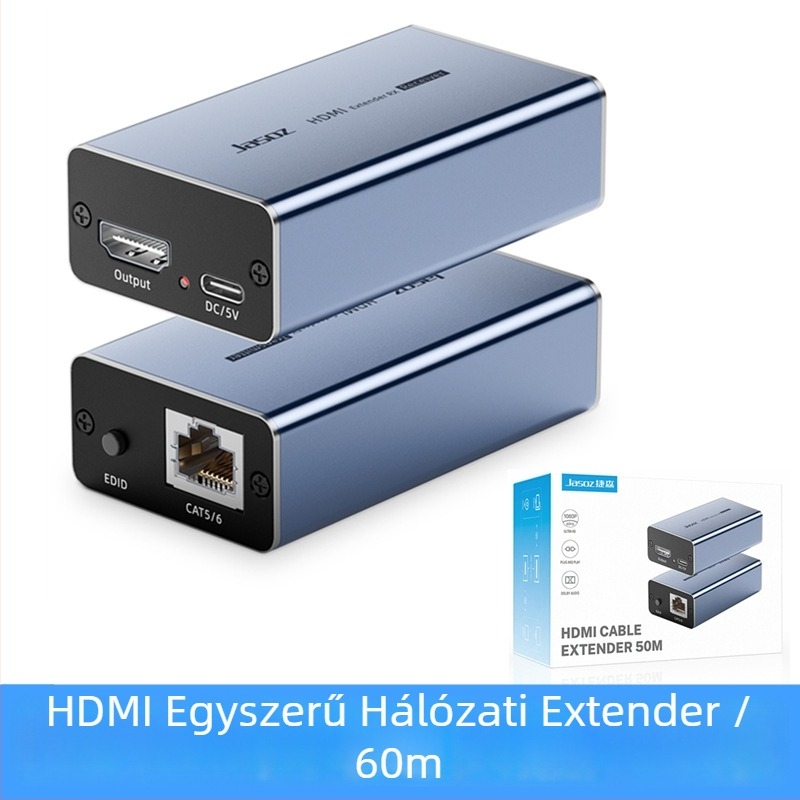 KVM kapcsoló HDMI-extenderrrel, 60 m RJ45-től HDMI-ig, jel-erősítő, 1080p/60Hz, energia-gazdálkodási támogatás