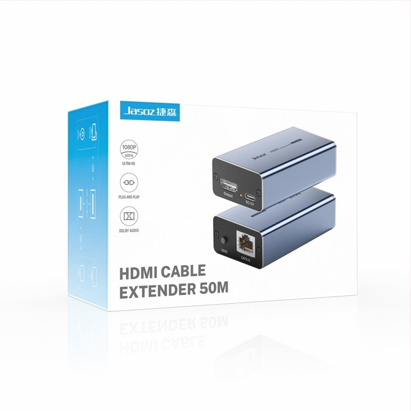 KVM kapcsoló HDMI-extenderrrel, 60 m RJ45-től HDMI-ig, jel-erősítő, 1080p/60Hz, energia-gazdálkodási támogatás