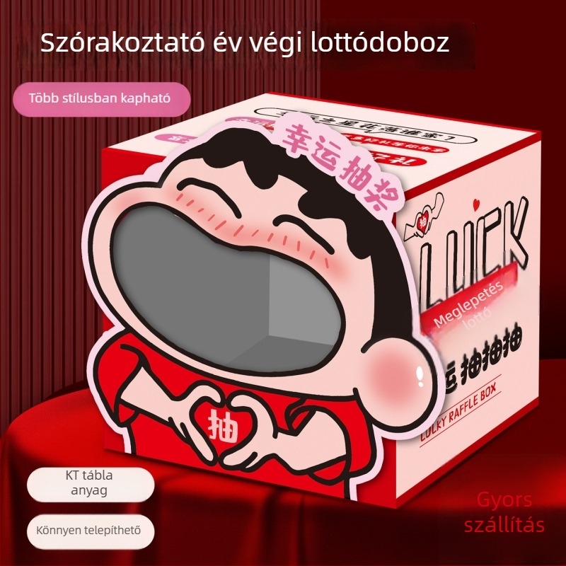 Kreatív sorsoló doboz játékrekvizitokhoz – céges évforduló és csapatépítő rendezvényekhez