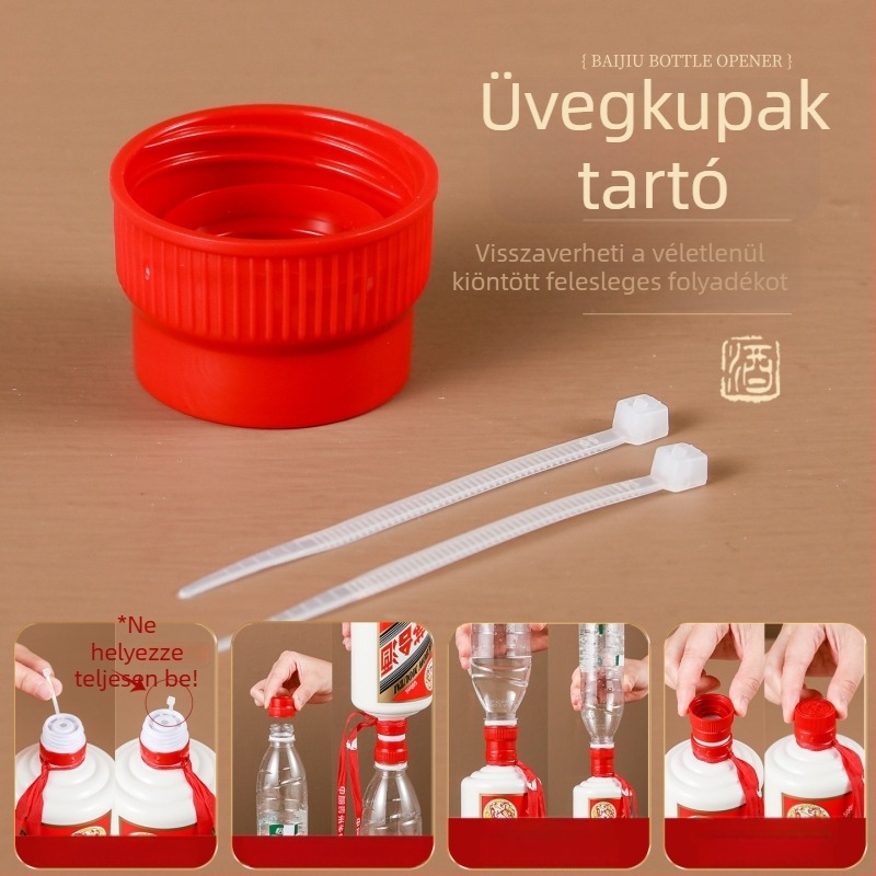 Többcélú üvegnyitó, amely nem okoz sérülést a kupakon, csatlakozó adapter a kiöntéshez, testreszabható logó