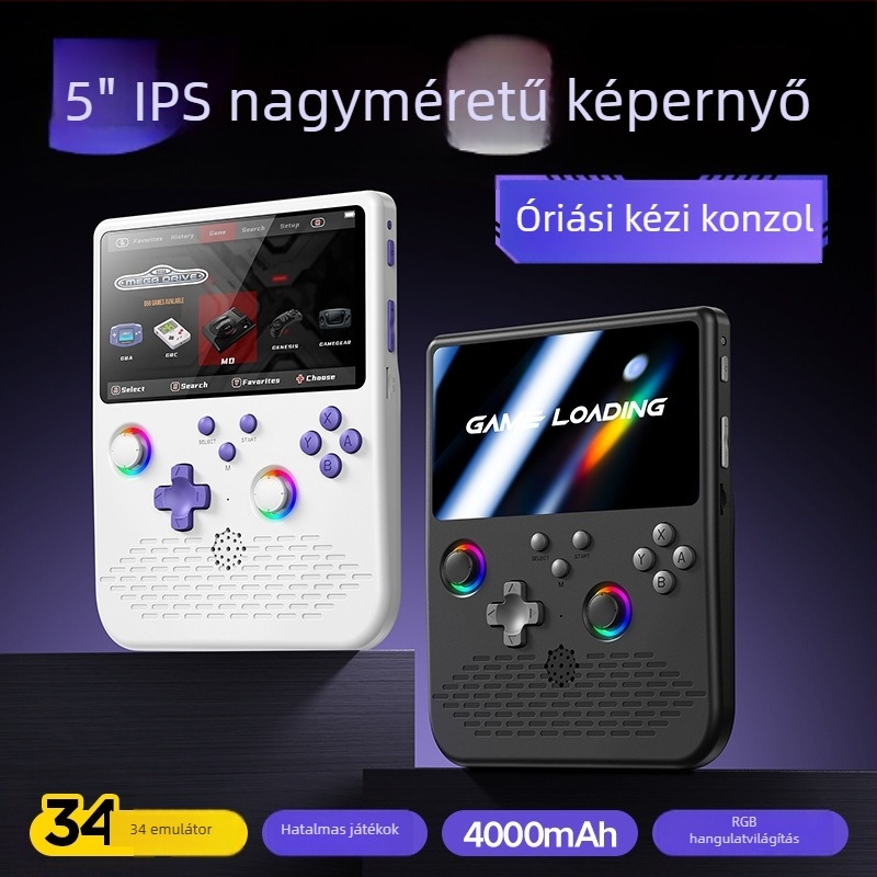Új nyílt forráskódú H5 hordozható játékkonzol kettős joystickokkal, 5 hüvelykes IPS HD kijelző, PSP mini nosztalgikus arcade