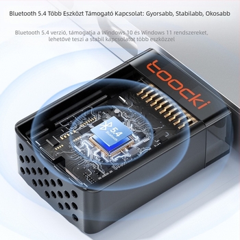 Toocki AX900 USB driver nélküli vezeték nélküli hálózati kártya – Bluetooth 5.4, WiFi 6, két sávos 2.4/5 GHz, 600 Mbps