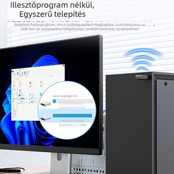 Toocki AX900 USB driver nélküli vezeték nélküli hálózati kártya – Bluetooth 5.4, WiFi 6, két sávos 2.4/5 GHz, 600 Mbps