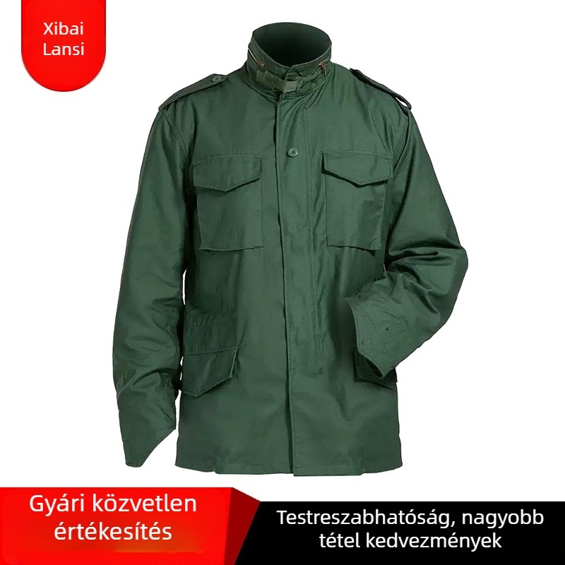 M65 satin külső taktikai dzseki, poliészter anyag, lélegző és kopásálló, minden évszakban, futáshoz, túrázáshoz és önvédelemhez
