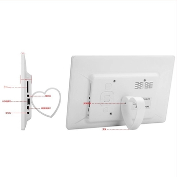 Reklámkijelzővel ellátott digitális fotókeret, 1024×600 felbontás, BMP/JPEG támogatás, SD/USB/TF kártya, zene- és videólejátszás, TV kimenet, ultra-szűk keret