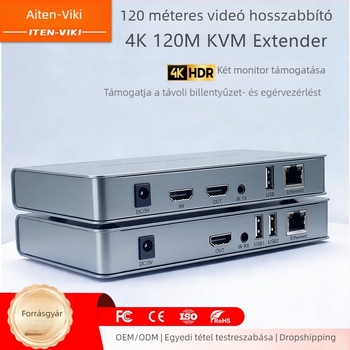 KVM kiterjesztő 120 m HDMI 4K átvivő és vevő