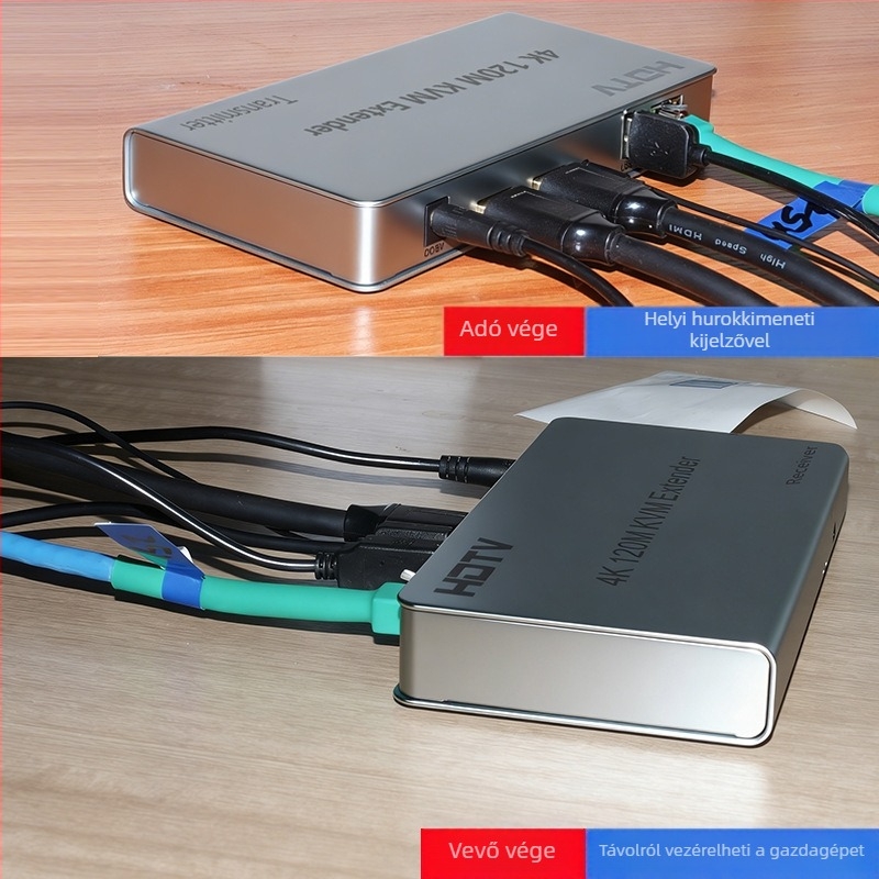 KVM kiterjesztő 120 m HDMI 4K átvivő és vevő
