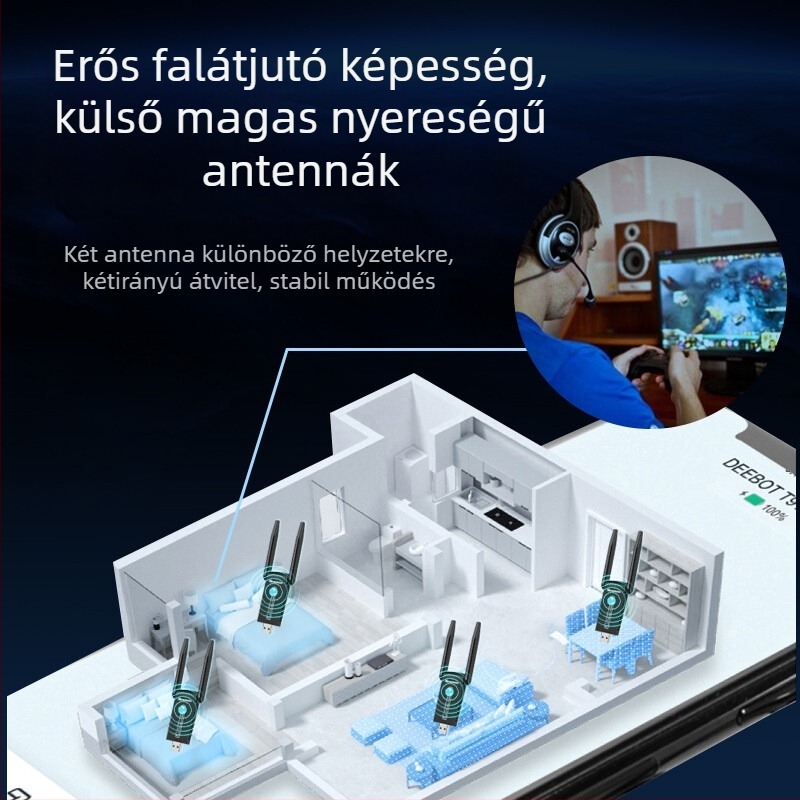 Newman D1302 USB vezeték nélküli hálózati kártya, 1300 Mbps asztali számítógéphez