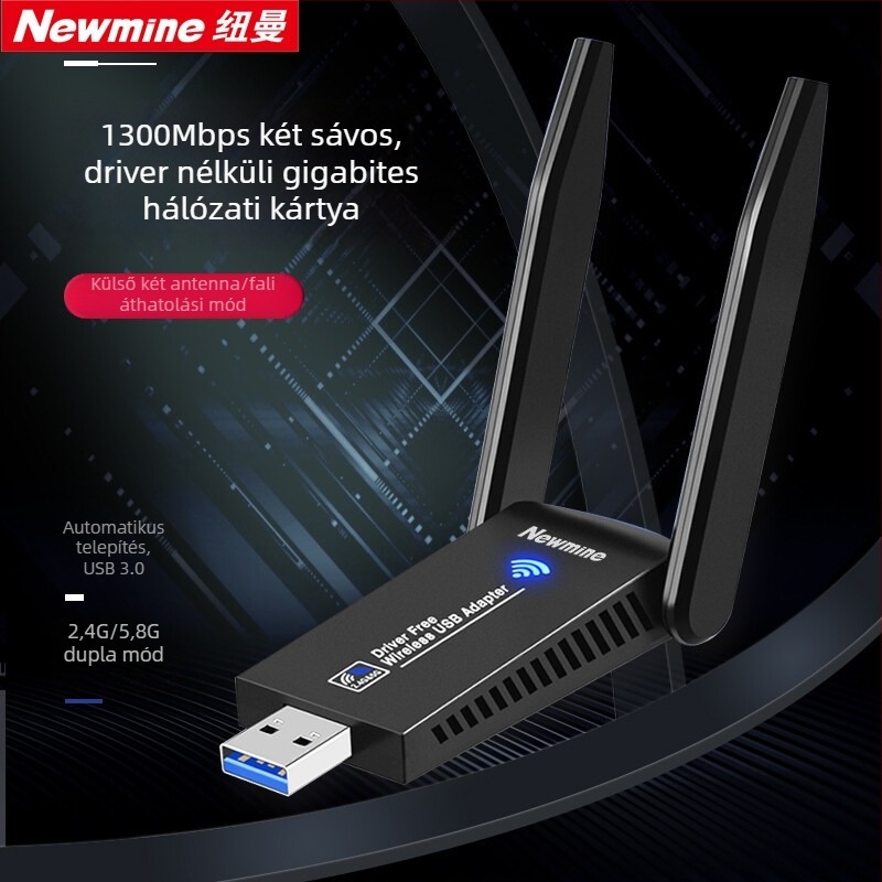 Newman D1302 USB vezeték nélküli hálózati kártya, 1300 Mbps asztali számítógéphez