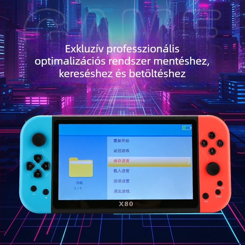 Hordozható retró játékkonzol PS1-emulátorral, HD kimenet, 16GB memória, USB interfész