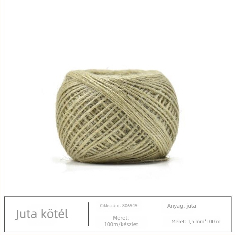 DIY sziszál kötél — durva és vékony változatok; szakítószilárdság 2 kg; teherbírás 8 kg; ideális kézzel készített virágokhoz, táskákhoz és díszítő elemekhez.