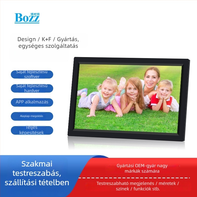 Android-alapú 10,1 hüvelykes digitális fotókeret, 1280x800 felbontás, 16GB tárhely, SD/USB támogatás