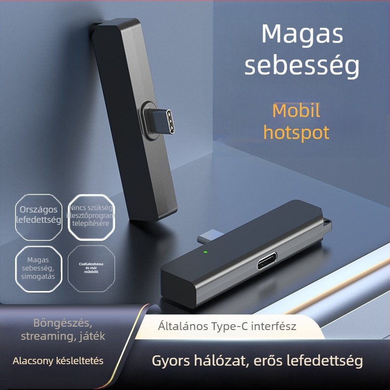 Hordozható WiFi dongle, 150 Mbps, 2.4 GHz, 802.11n, Type-C csatlakozás, Android alkalmazás támogatásával, üzleti utazásokhoz