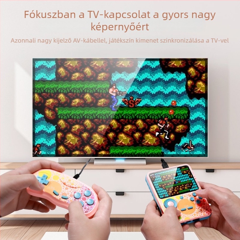 G6 666-in-1 Színes hordozható játékkonzol — Nosztalgikus retro stílus, 1 GB memória, USB interfész, Vezetékes kapcsolódás, Power Bank funkció, Támogatja 2 játékost