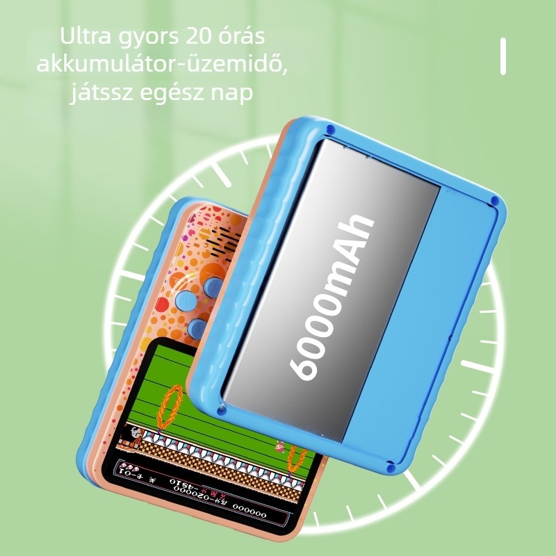 G6 666-in-1 Színes hordozható játékkonzol — Nosztalgikus retro stílus, 1 GB memória, USB interfész, Vezetékes kapcsolódás, Power Bank funkció, Támogatja 2 játékost