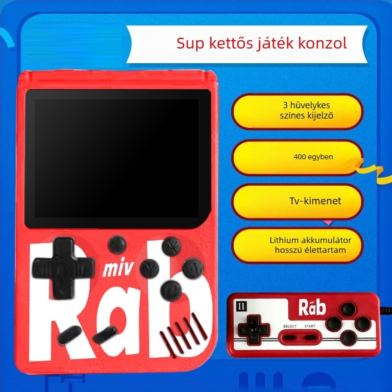 Retro kézi játékkonzol – nosztalgikus dizájn, egyjátékos, nincs beépített memória