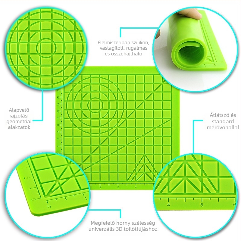 3D nyomtató toll pad, négyzet alakú szilikon rajzsablon DIY-hoz