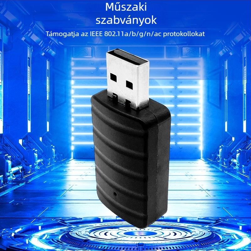USB kettős sávos vezeték nélküli hálózati kártya asztali számítógéphez, 650 Mbps, illesztőprogram nélkül, modell U1101ac