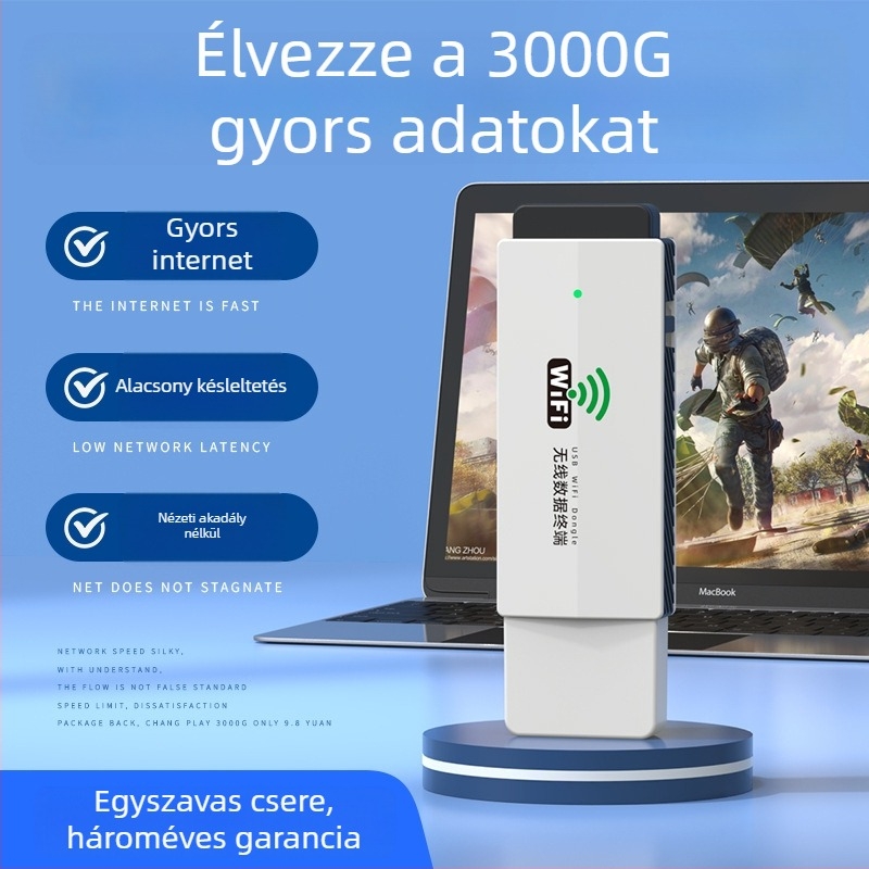 Treasure skill Uf-009 USB Wi‑Fi adapter – Plug-and-Play hordozható hotspot, 2,4 GHz, alkalmazás-támogatás