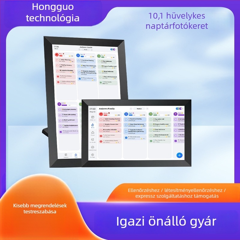 Rainbow fruit digitális fotókeret családi naptárral — vízszintes és függőleges kijelző, 800×480 felbontás, 32GB tárhely, JPG-támogatás