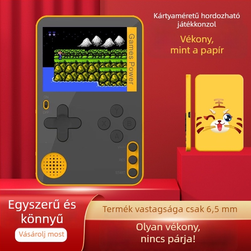 K10 mágneses kártyás kézi játékkonzol mágneses telefontokkal – retro FC stílus, Tigris éve