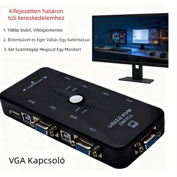 KVM VGA kapcsoló, 4 bemenet, 1 kimenet