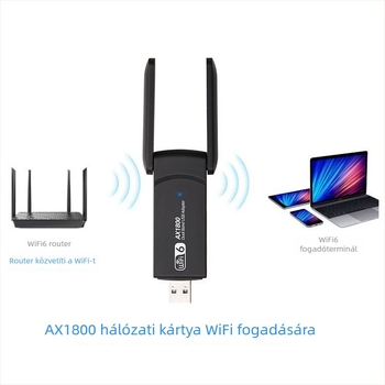 USB 3.0 vezeték nélküli hálózati kártya AX1800M, drivertől független, kétsávos 2,4 GHz/5,8 GHz, 1800 Mbps, támogatja IEEE 802.11b/g/n/ac