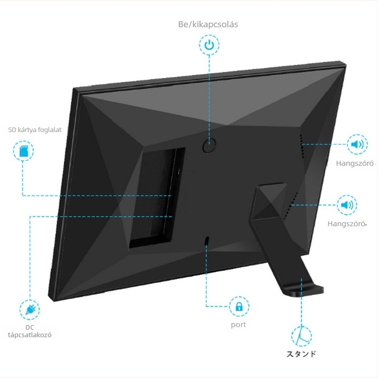 Frameo felhőalapú fotókeret WiFi-vel, 16 GB memória, TF-kártya támogatás, HD IPS érintőképernyő