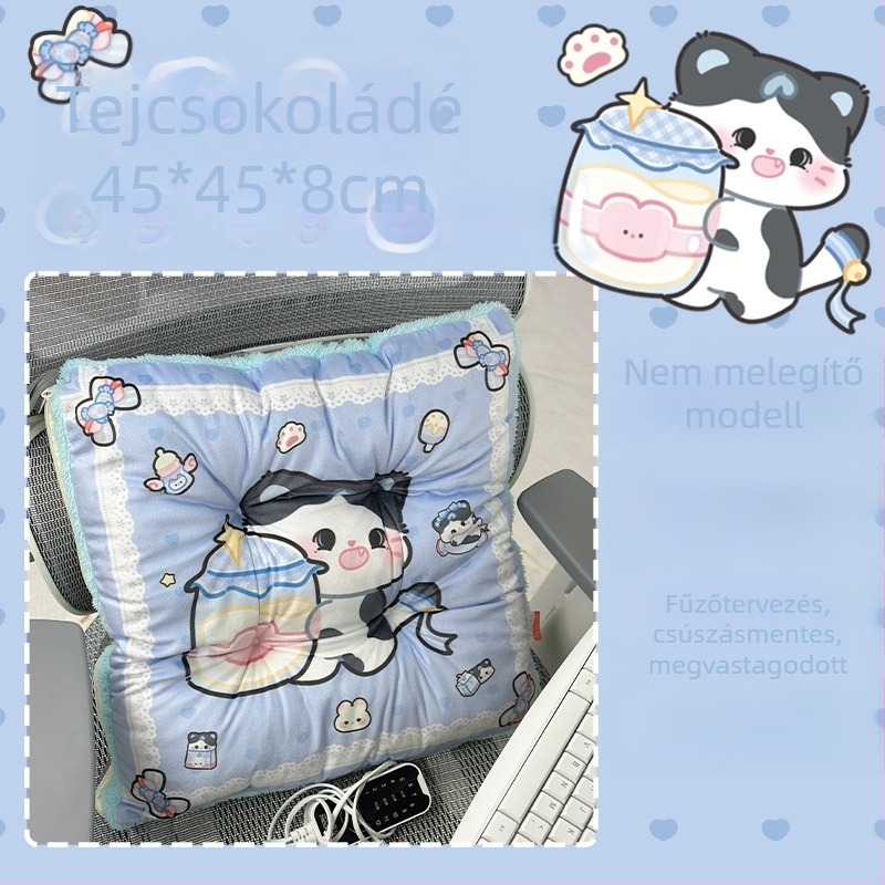 Elektrikusan melegítő ülő párna integrált háttámlával, irodai használatra, USB tápegység, valódi bőr felület, uniszex