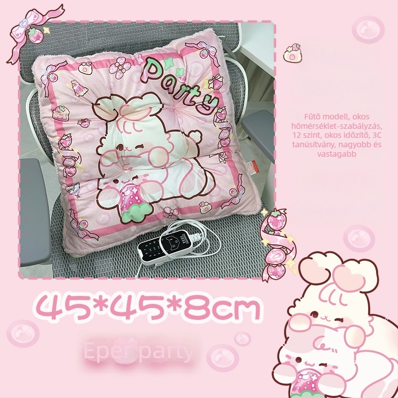 Elektrikusan melegítő ülő párna integrált háttámlával, irodai használatra, USB tápegység, valódi bőr felület, uniszex