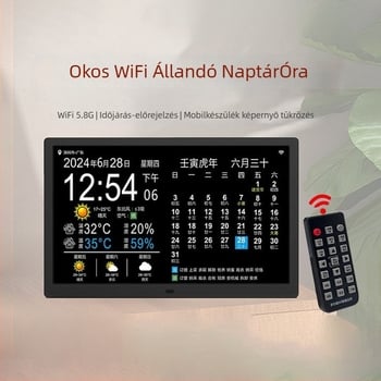 Okos WiFi öröknaptár gyógyszer-emlékeztetővel és időjárással, digitális fotókeret, AMLOGIC, 1024x600 felbontás, SD/USB támogatás, ultra vékony, hálózati táp