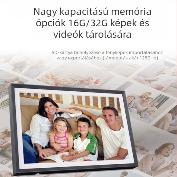 Frameo digitális fotókeret Wi‑Fi-vel, IPS érintőképernyő, 1280x800 felbontás, 16GB/32GB tárhely, microSD kártya támogatás
