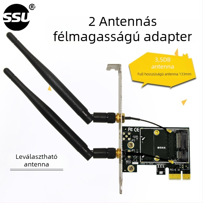 SSU SU-EM1005 Mini PCI-E to Desktop PCI-E Adapter, PCI-E hídkártya, Átvitel sebesség: Egyéb, Utólagos szolgáltatás: Három garancia
