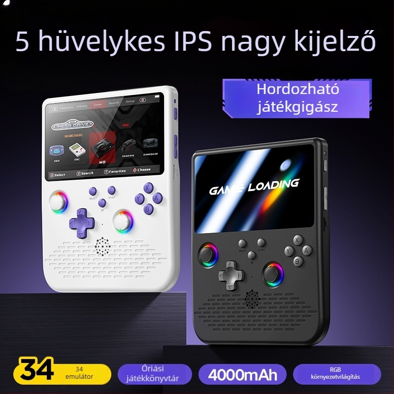 Hordozható joystickos játékkonzol - Linux operációs rendszer, Type-C interfész, vezeték nélküli kapcsolódás, MP4 lejátszó, nosztalgikus stílus