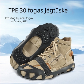 Csúszásmentes jégcsapók kültéri téli használatra, 30‑fogas hó- és jégfogó, hegymászási tüskék, cipőláncok, hegymászó felszerelés