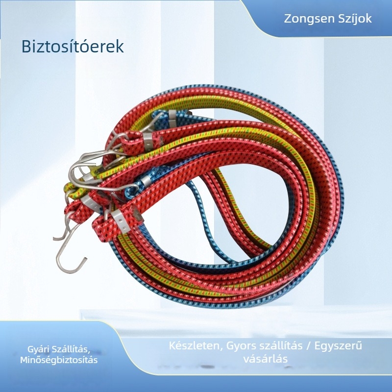 Csomagtartó heveder, 2 cm széles, gumírozott rugalmas heveder motorkerékpárokhoz és elektromos kerékpárokhoz, teherbírás 50