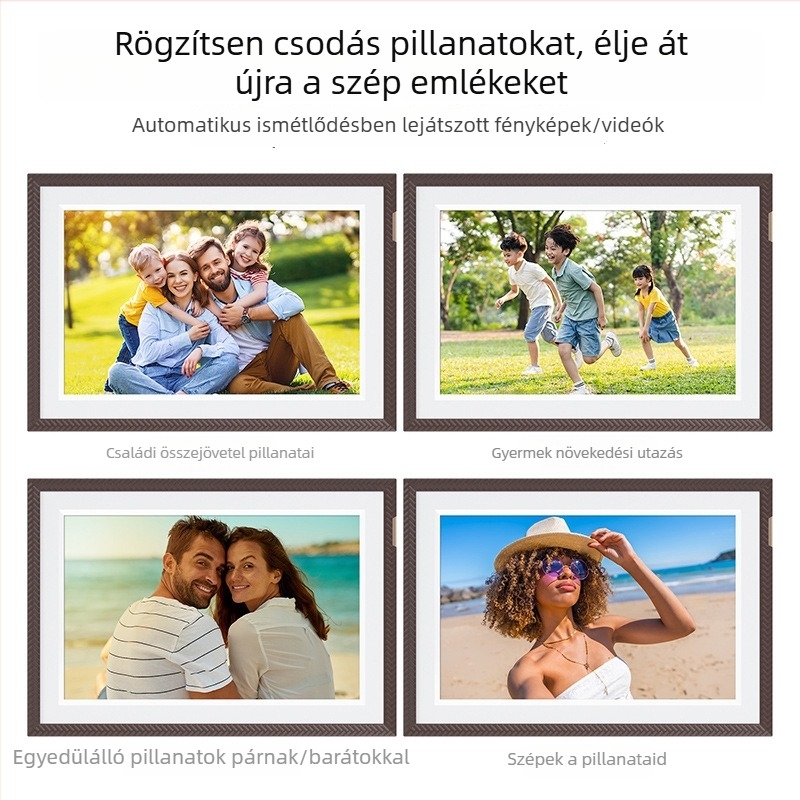 ARZOPA Digitális fotóalbum érintéses lejátszással, 1280×800 felbontás, 32GB tárhely, SD-kártya támogatás, videólejátszás, hátoldali rögzítés dizájn