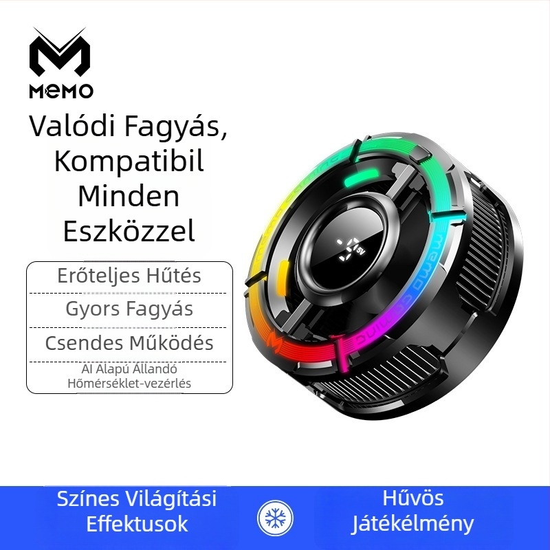 MEMO CX15 mobiltelefon hűtő AI mágneses hátoldali klippel, félvezető hűtés — 5V/3A, Type-C, ABS+fém, 82.5 g