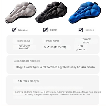 Kerékpárnyereg-huzat, univerzális a hegymászó- és országúti kerékpárokhoz, felfújható légzsák, ütéscsillapítás, lélegző, kopásálló és csúszásmentes (Modell FU-A10; Anyagok: műanyag, PVC, hab, szénacél; Kompatibilis modellek: általános)