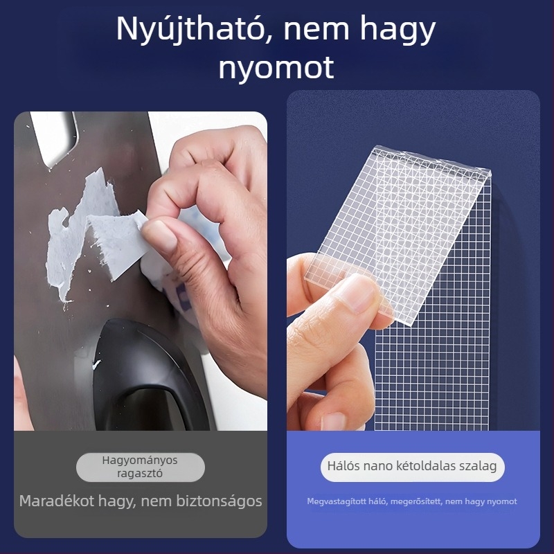 Átlátszó nano hálós kétoldalas ragasztó falakra fotók és poszterek rögzítéséhez, erős, nyom nélkül