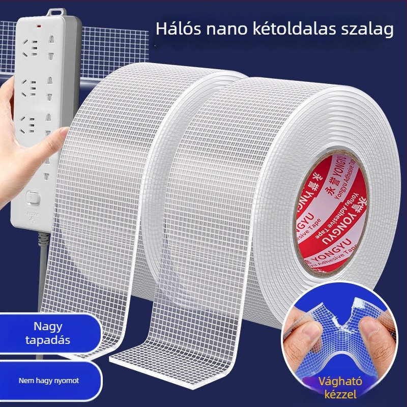 Átlátszó nano hálós kétoldalas ragasztó falakra fotók és poszterek rögzítéséhez, erős, nyom nélkül