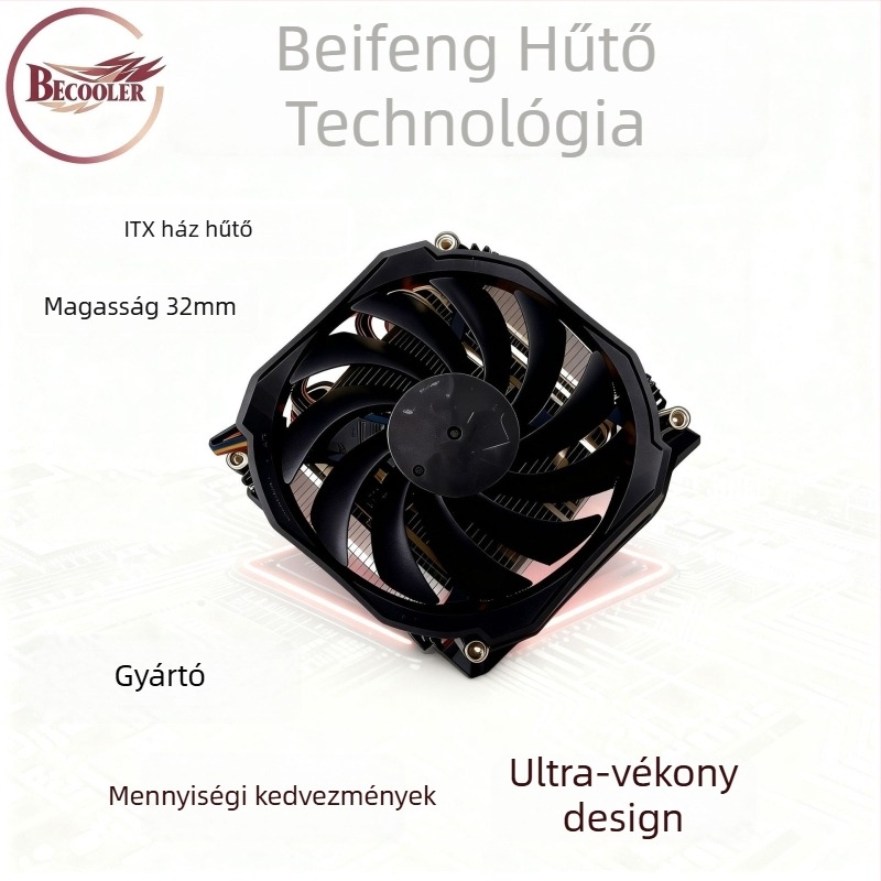 CPU hűtő ITX/MATX házhoz, 4 rézcsővel, DDR5 alaplappal kompatibilis, LGA1700/1366/115x foglalatokhoz