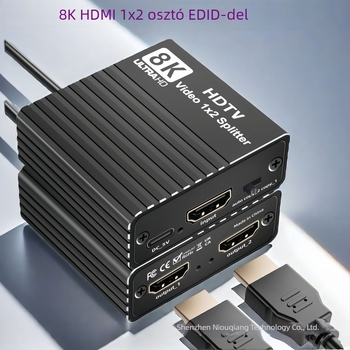 8K HDMI 1-to-2 osztó HDMI 2.1, 8K60Hz/4K120Hz/1080P240Hz, EDID magán modell