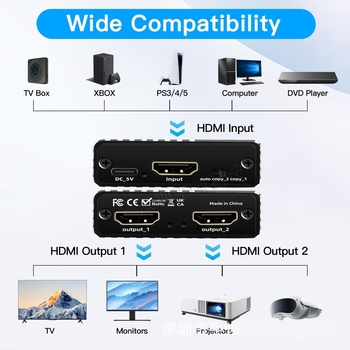 8K HDMI 1-to-2 osztó HDMI 2.1, 8K60Hz/4K120Hz/1080P240Hz, EDID magán modell