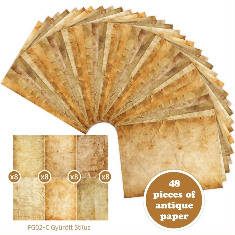 Dexiang Levelezési papír, 48 lap, retro nosztalgikus stílus, kétnyomtatás, DIY scrapbookhoz